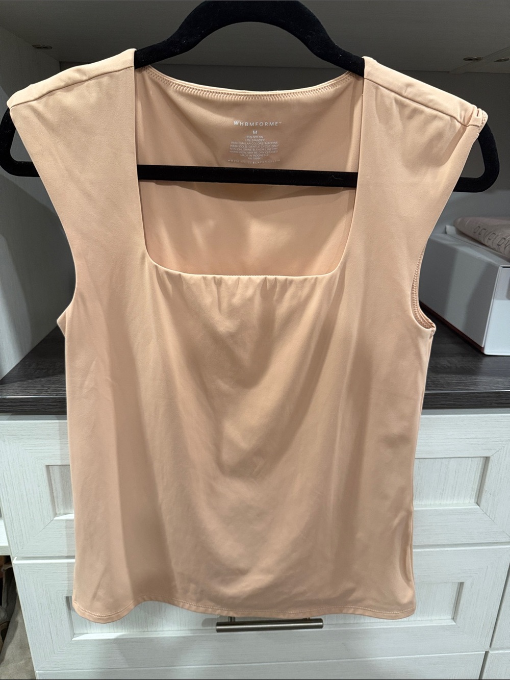 White House Black Market Pale Blush Square Neck Sleeveless Top